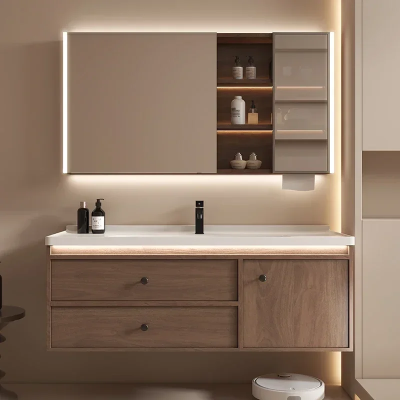 

Japanese Solid Wood Bathroom Cabinet American Retro Multifunction Mirror Cabinet Vanity Home Furniture Мебель Для Ванной FYBC