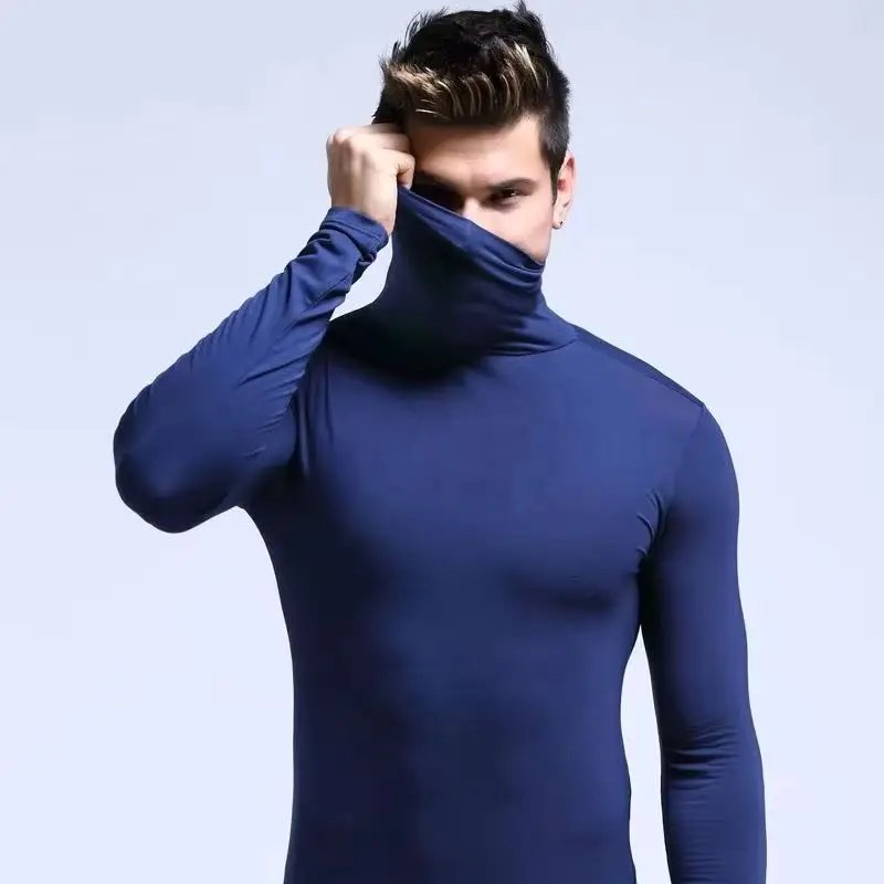 Autumn Winter Mens Turtleneck Sweaters Casual Thermal Long Sleeve Slim Fit Pullovers Stretch Basic Tops Sweatshirt Jumper TShirt