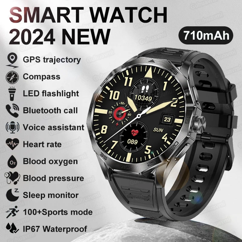 

2024 New Outdoor GPS Compass Smart Watch 1.85"HD Voice Bluetooth Call Waterproof 710 mAh Battery Heart Rate Blood Pressure Watch