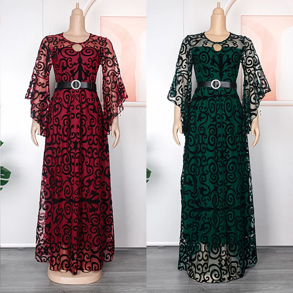 Plus Size African Party Dresses for Women 2024 New Fashion Dashiki Ankara Wedding Gowns Elegant Turkey Muslim Chiffon Maxi Dress