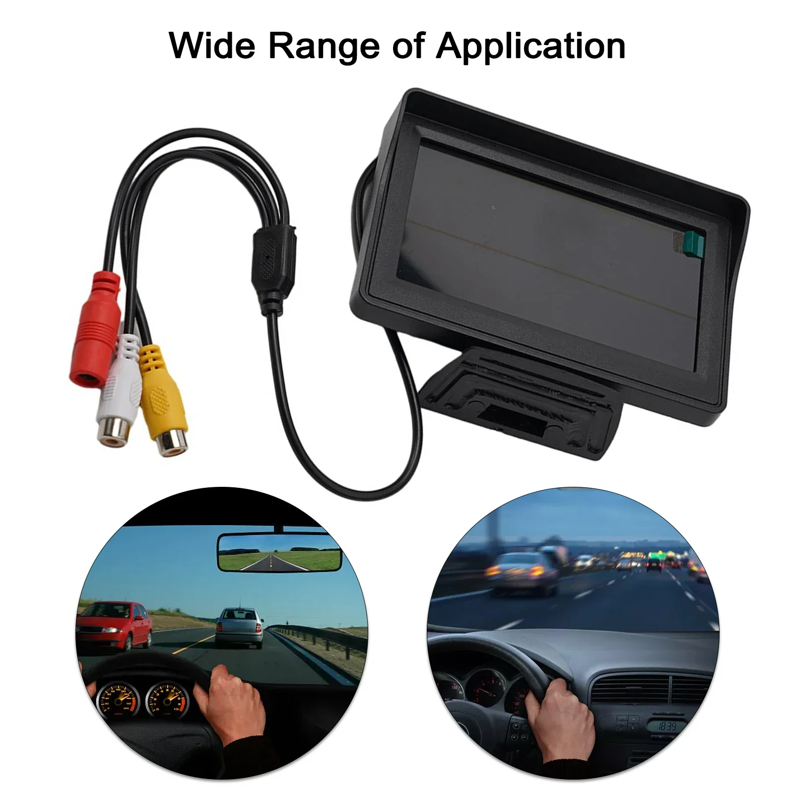 

TFT LCD Car Reversing Screen 4.3 Inch Display Screen Monitor For Rear View Camera Reverse Backup Camera With Power Cord 9V-36V