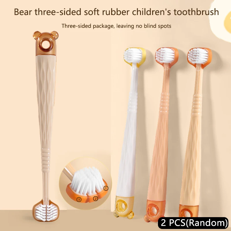 2Pcs Three Sided Soft Hair Tooth Toothbrush Child Toothbrush Ultra Fine Soft Bristle Oral Care Toothbrush For Oral Health Clean