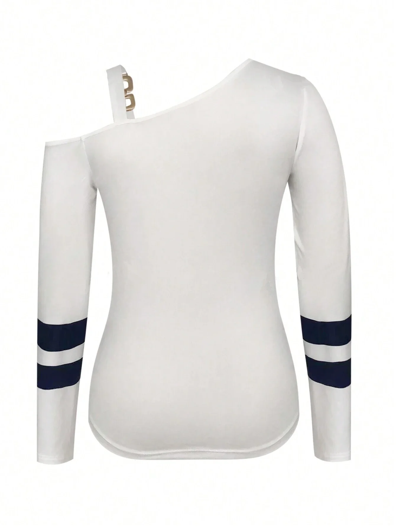 تي شيرت نسائي بياقة غير متماثلة وطباعة مرساة وأكمام طويلة تي شيرت جرافيك تي شيرت نسائي لملابس الربيع