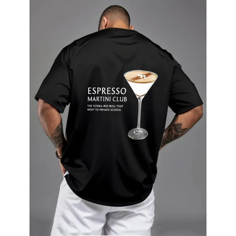 

Men's T-Shirt Black Espresso Martini Club Cocktail Print High Quality Cotton 180g
