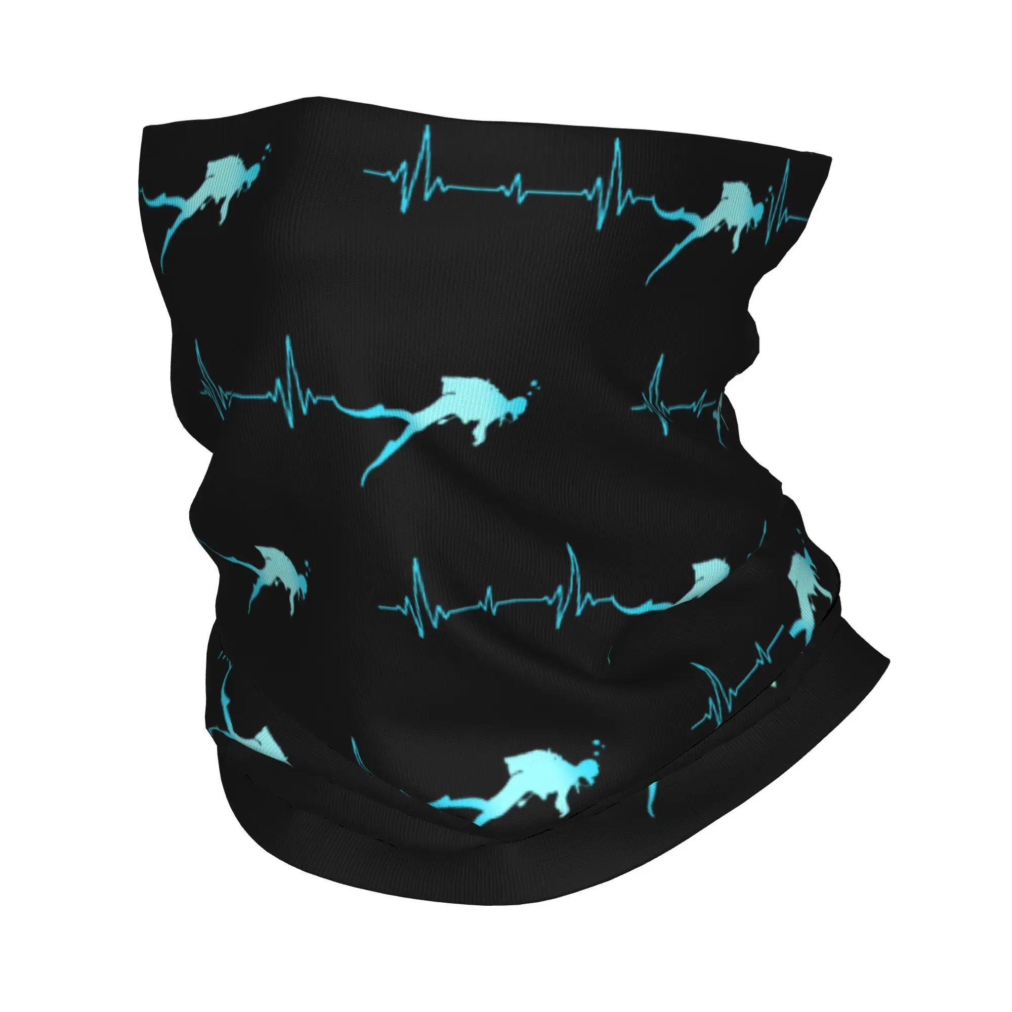

Scuba Diving Diver Dive Bandana Neck Gaiter Printed Heartbeat Wrap Scarf Warm Headwear Outdoor for Men Women Adult All Season