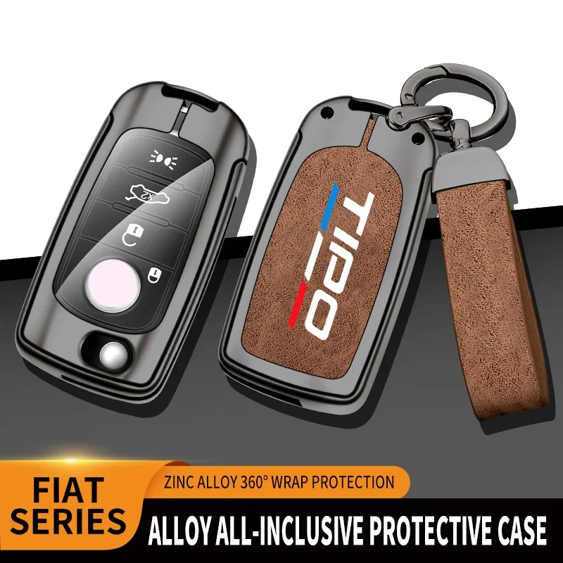 Car TPU Zinc Alloy Key Case Bag For Fait Stilo Siena Punto Tipo Argo Abarth Doblo 500X Car Key Chain Metal Key Shell Accessories