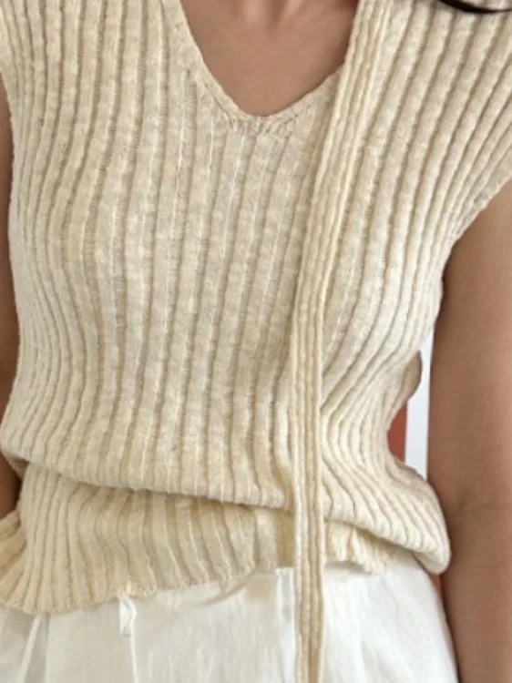 Suéter de malha f estilo simples verão novo emaecimento top pescoço pendu faixa padrão t moda casual wear