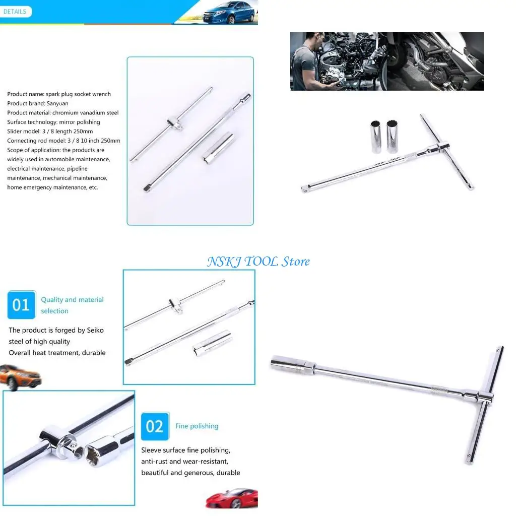 

L8RC 14/16mm Socket Wrench 3 Stage Cable Sleeve for Car Puller Auto Removal Tool Car Disassembly Tool