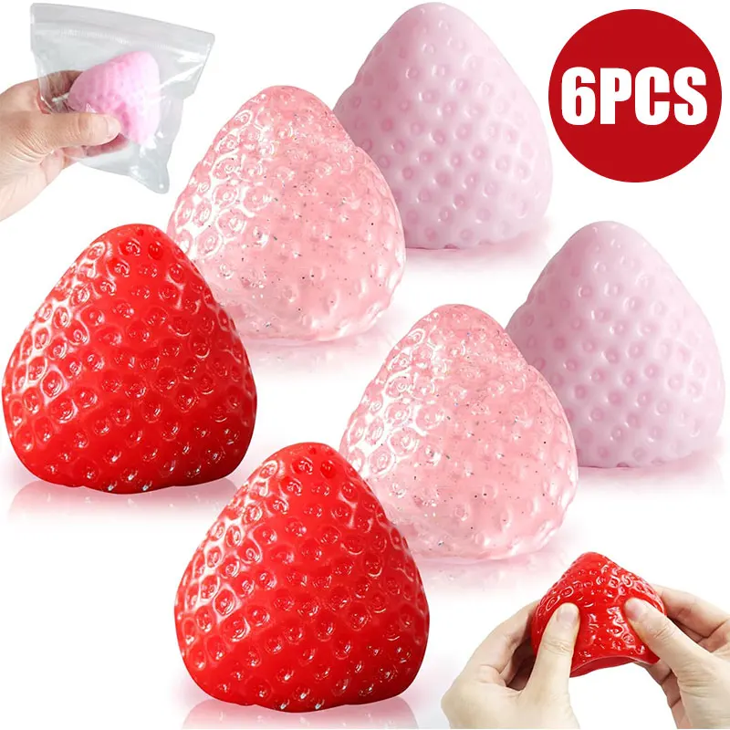 Cream Fruit Squeeze Strawberry Sticky Squishy Toy Slow Rebound Elastic Desk Accessory Stress Relief Adult Entertainment Hand Toy