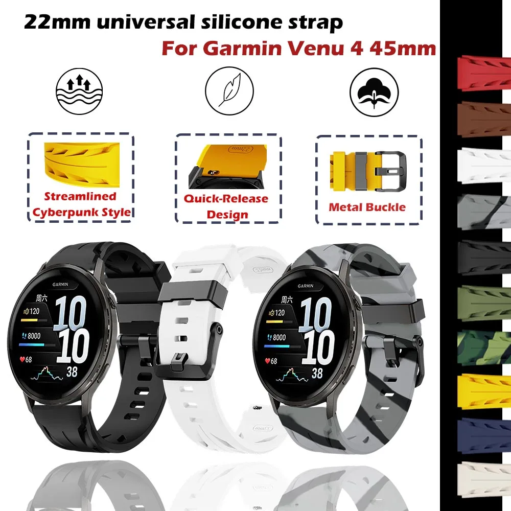 

Business Silicone 22mm Universal Strap for Garmin Venu 4 45mm Watch Band Adjustable for Garmin Venu 4 45mm Strap Accessories