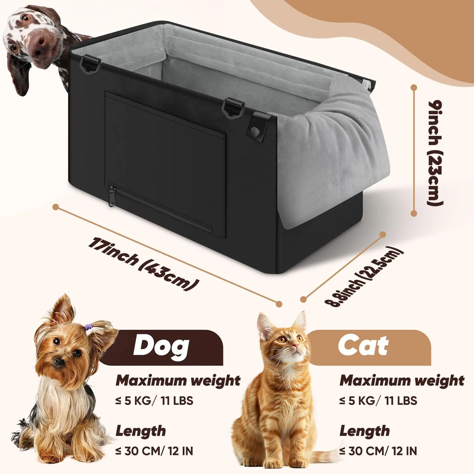 Small Dog Car Dashboard Bag Hard Board Supported Vehicle Pet Nest Handheld Pet Bag for Outdoor Trips Center Console Pet Bed