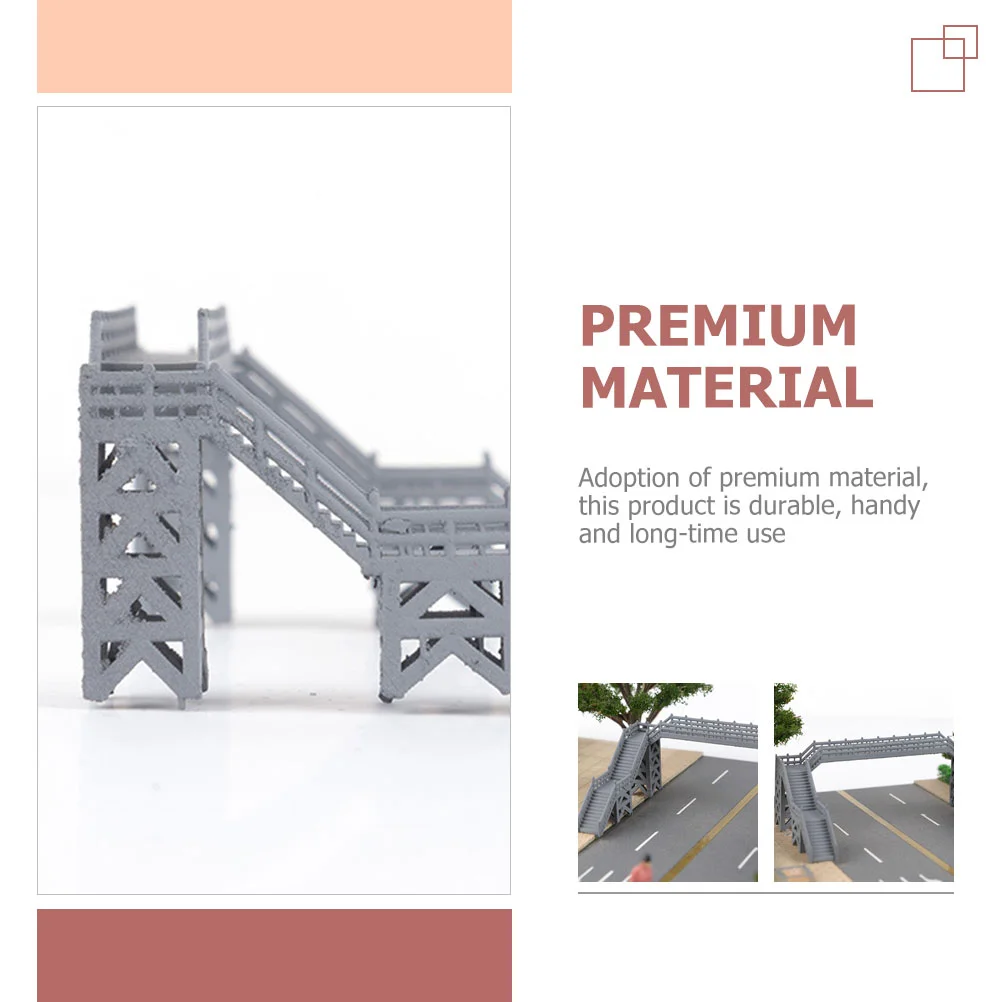 Model Pedestrian Bridge Building Decoration Railway Scenery Miniature DIY Footbridge Abs Home