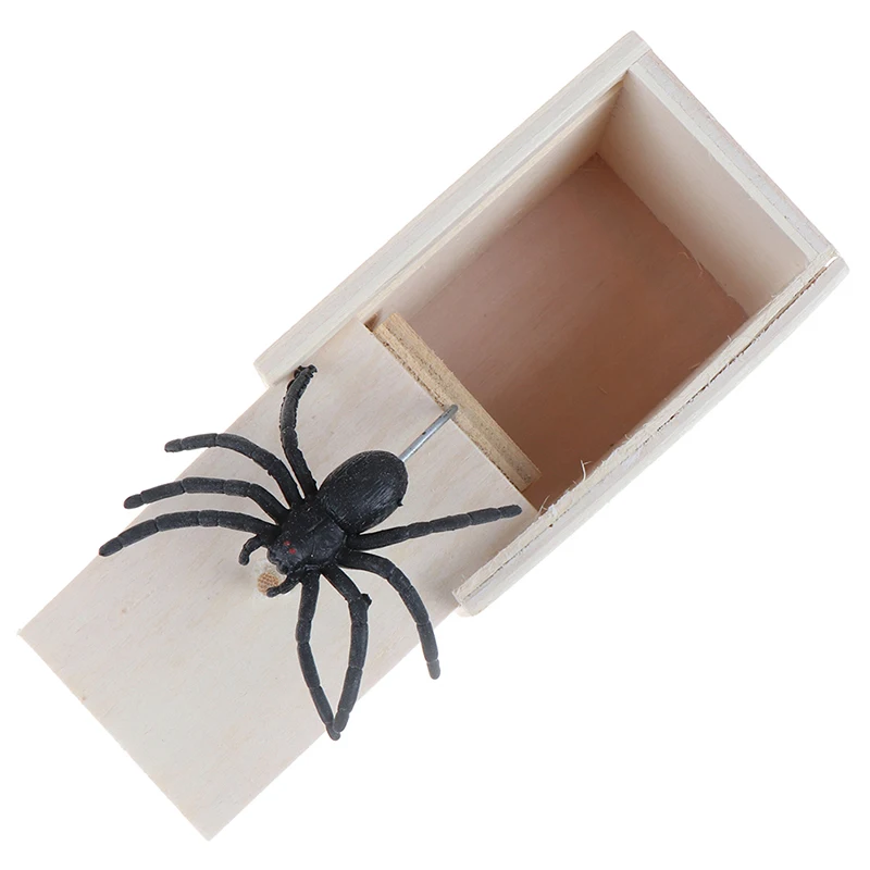 Funny Wooden April Fool's Day Grappige Schrikken Kleine Houten Doos Spider Scary Meisjes Onderwijs Baby Speelgoed Hot Nieuwe