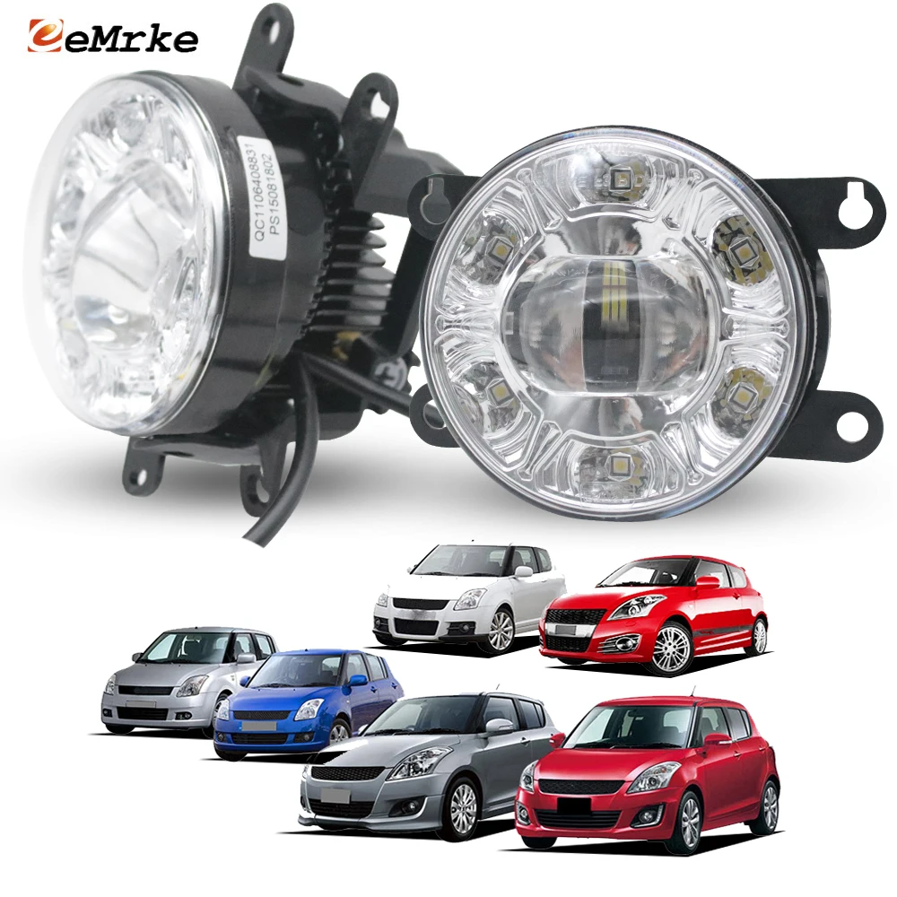 

LED Fog Lights Assembly for Suzuki Swift 3 4 5 2005-2024 Dzire Swift Sport DOT SAE E-mark E4 18W Car DRL Lamp Left and Right