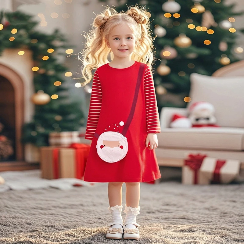 

Christmas-themed Girls Dress Cute dress Autumn Winter Long-sleeve Cotton Children's Dresses for New Year Gifts 2026 New