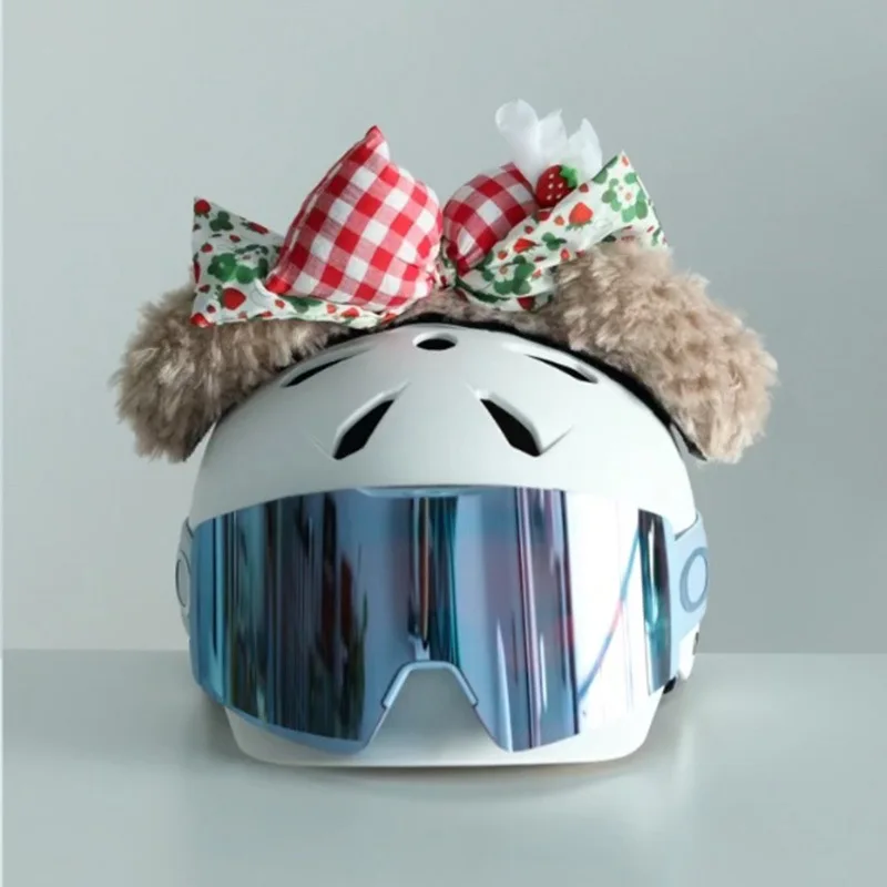 Ski Helmet Accessories Cat'S Ears Ski Resort Ski Warm Decoration Helmet Accessories Rose Cake Sticker Pet Decorative Headdress