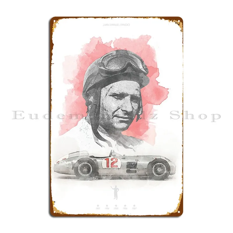 Legends Juan Manuel Fangio Metal Sign Garage Create Decoration Pub Club Tin Sign Poster