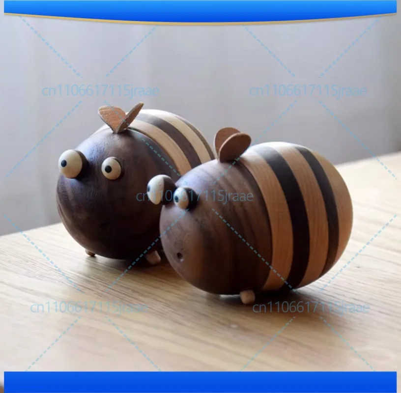Solid Wood Carving Bee Statue 3.54