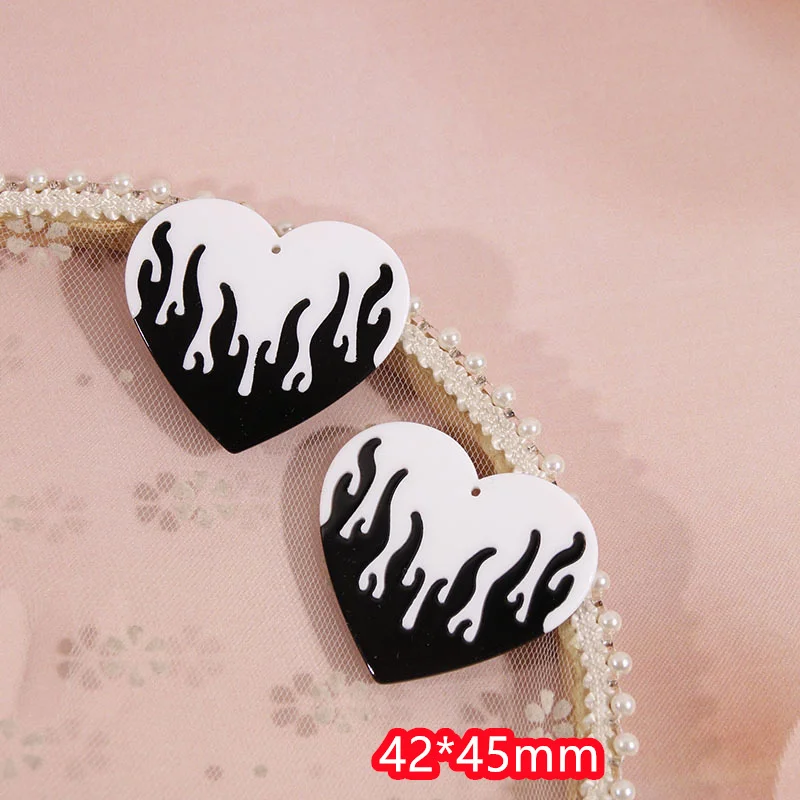 Perles acryliques en forme de cœur, motif coloré, style dessin animé, pour bijoux, vêtements, porte-clés, pendentif, accessoire, 50 pièces/lot, nouveau style