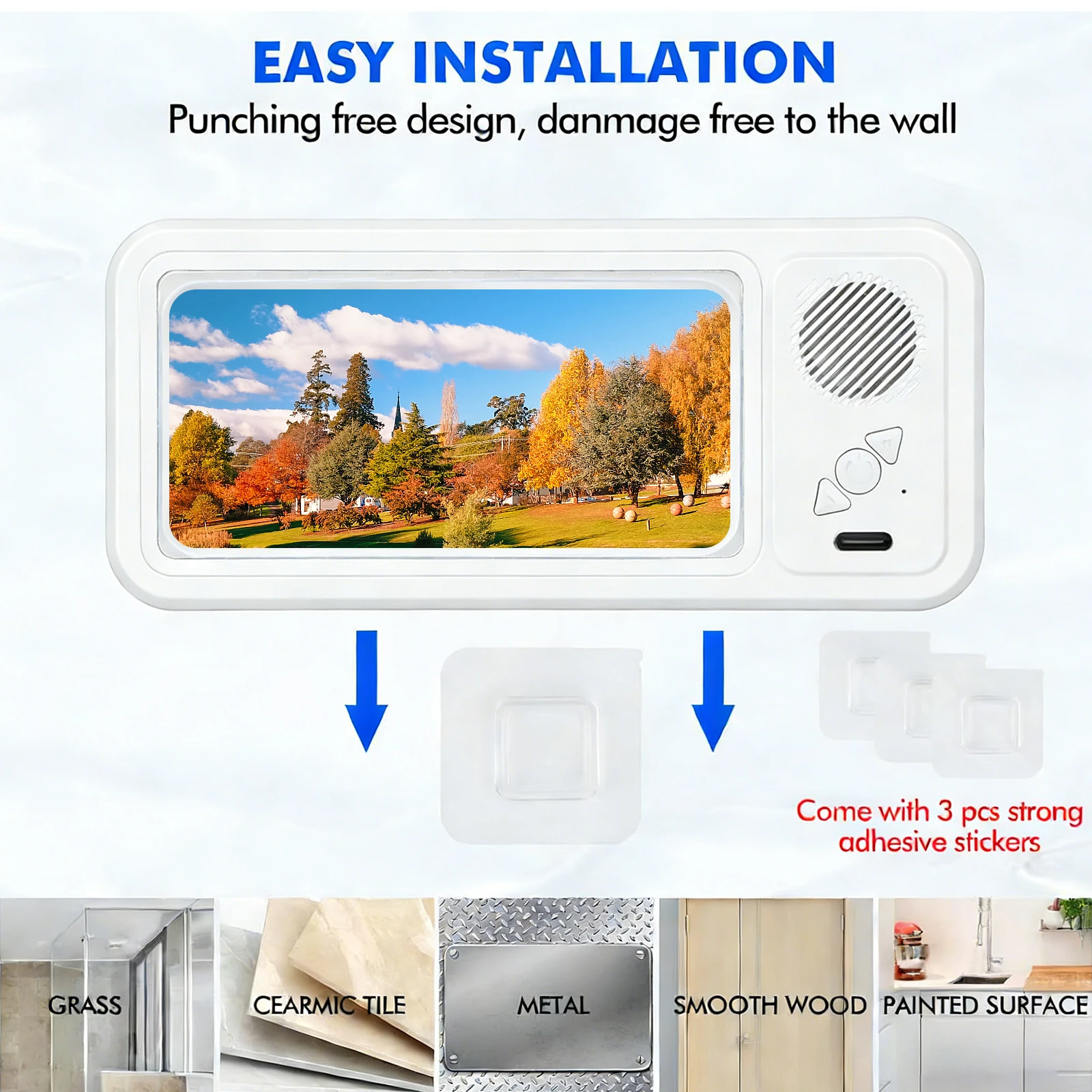 

Shower Phone Holder With Bluetooth Speaker IPX4 Waterproof Anti-Fog Touch Screen Wall Mount Phone Holder For Shower Bathroom