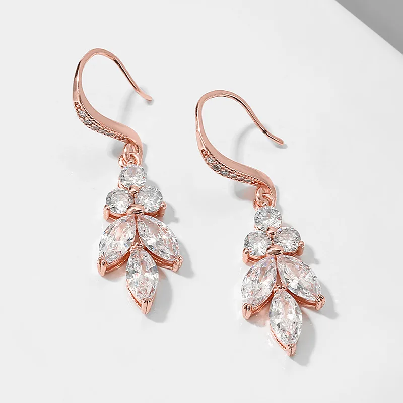 

925 sterling silver high-quality bridal wedding earrings accessories light luxury micro-paved zircon earrings