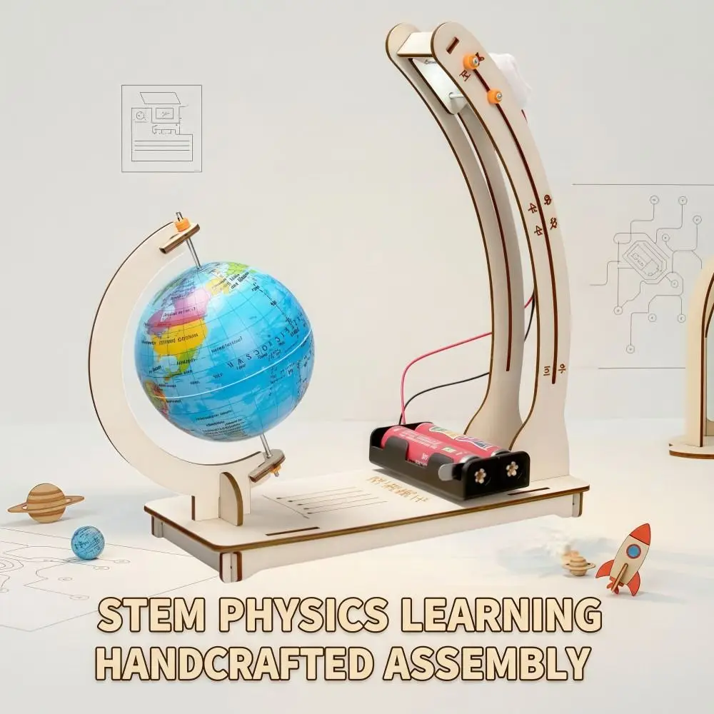Simulation Day Night Alternation Globe STEM Handmade Small Assembly Science Wooden DIY Technological Physics Learning Kit Kid