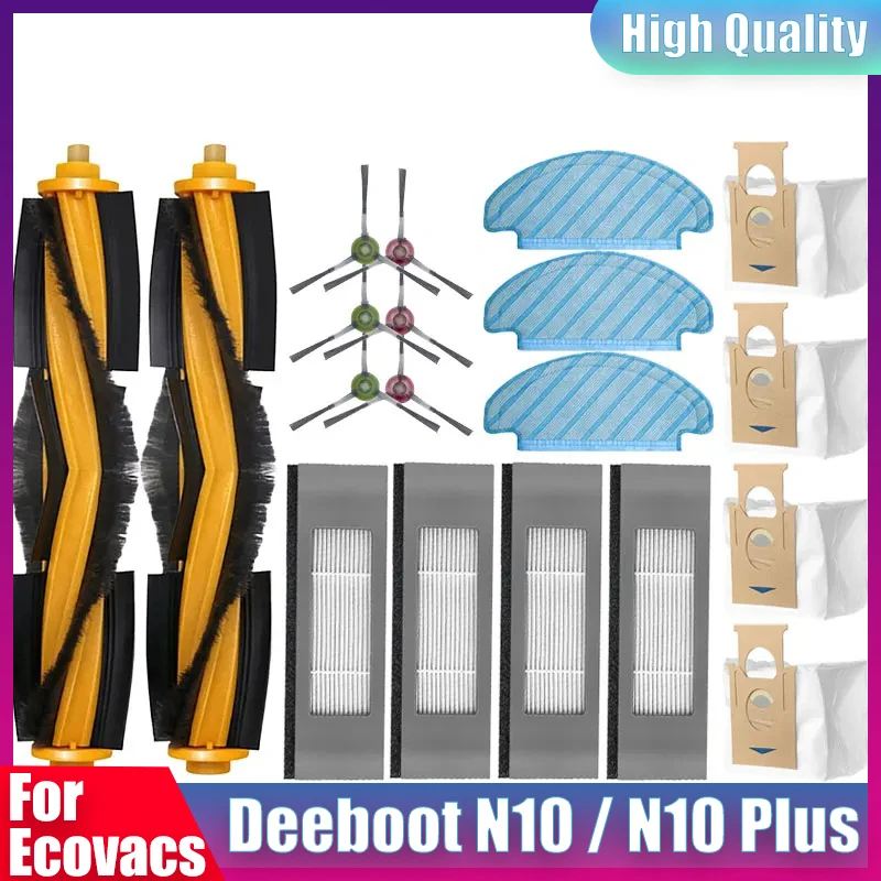 

For Ecovacs Deeboot N10 / N10 Plus Accessories Main Side Brush Hepa Filter Dust Bag Mop Cloth Robot Vacuum Cleaner Spare Parts