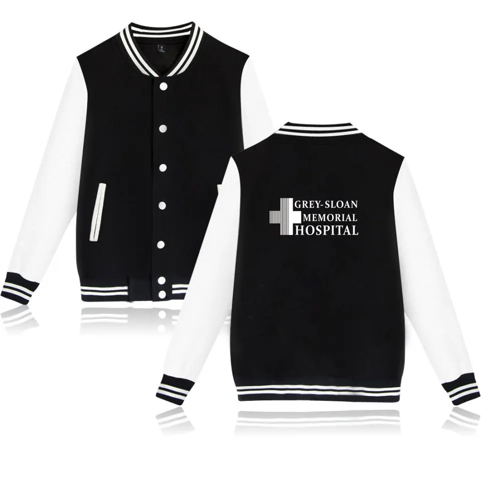 

Grey Sloan Memorial Hospital Baseball Jacket Meredith Grey Derek Shepherd Grey's Sweatshirt Grey's Anatomy Uniform Coat