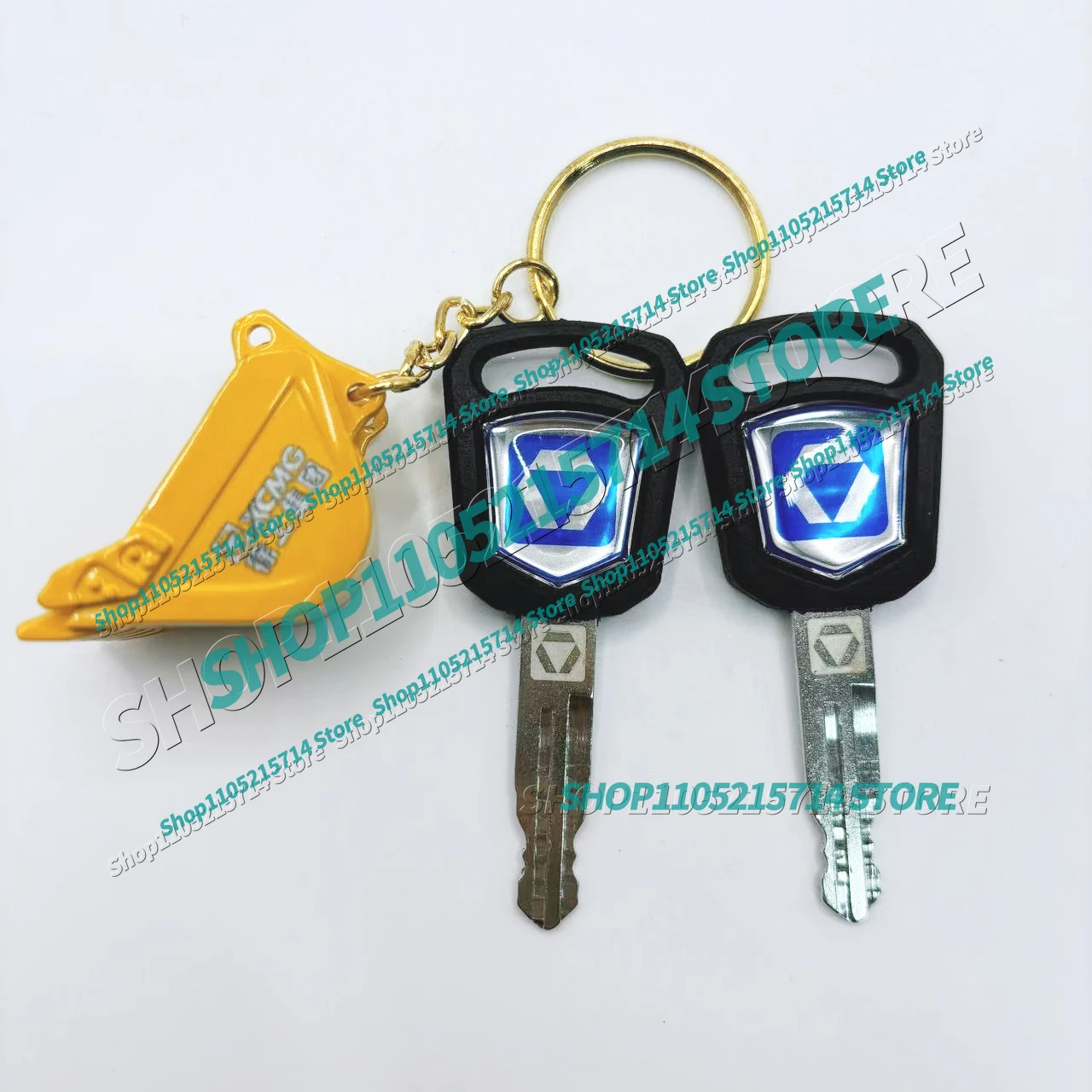 2PCS Ignition Keys with Bucket Keychain for XCMG Excavator Keychain for 55 60 75DA 80 200 215D Old and New Ignition Starter Key
