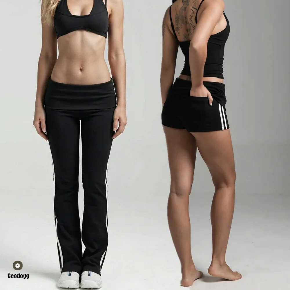 Pocket Fold Low Waist Yoga Pant Gym Soft Stretch Trousers Pilates Gym Shorts Daily Casual Fitness Exercise Bottoms XP140