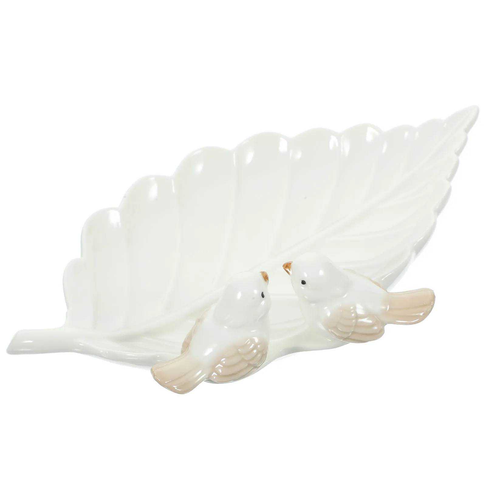 

Ceramic Bird on Leaf Jewelry Dish Embossed Ring Holder Organizer Trinket Dish Desktop Jewelry Storage Plate Leaf Ring Holder