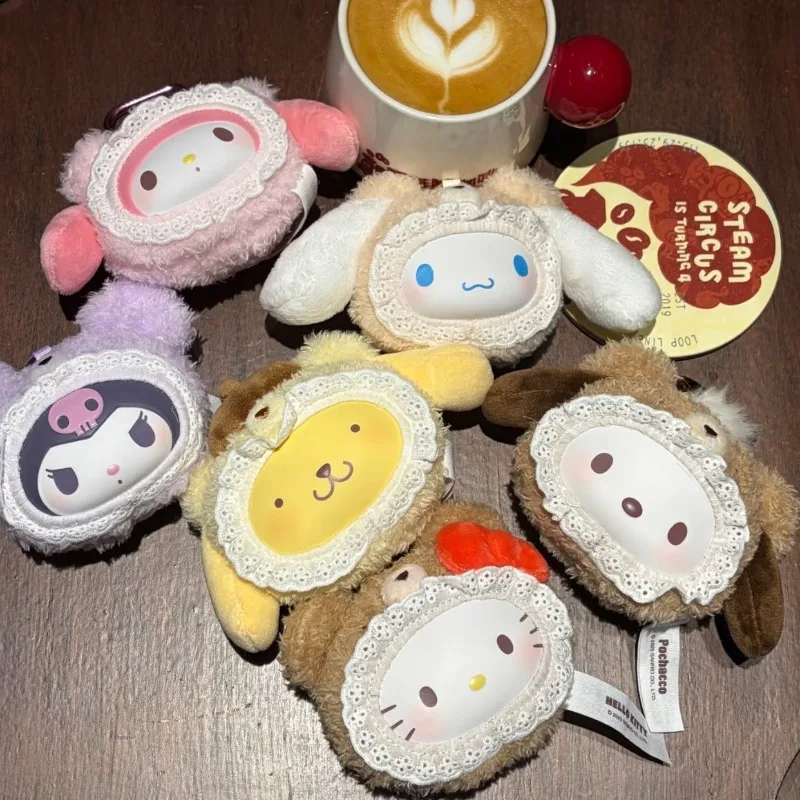 In Stock Sanrio Fluffy Teddy Bear Series Blind Box Kawai Vinyl Plush Pendant Kuromi Melody Figure Doll Mystery Box Toys Gifts