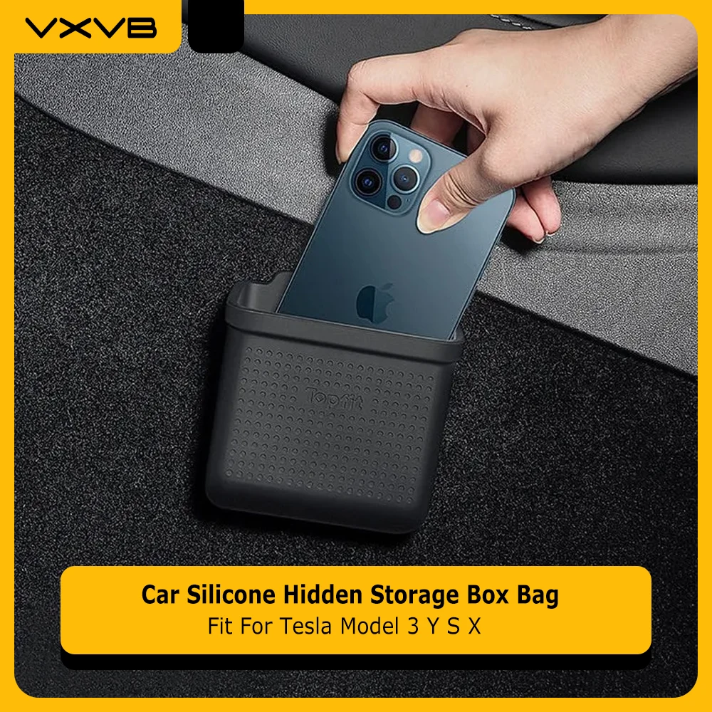 For Tesla Model 3 Y S X 2017-2024 Silicone Storage Box Soft Hidden Storage Bag Organizer Cover Car Auto Interior Accessories