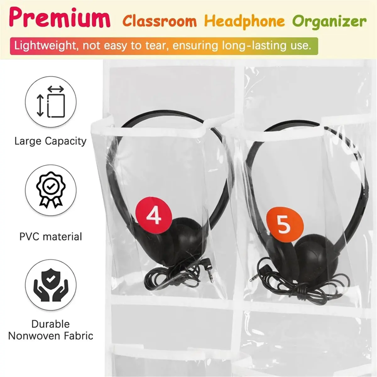 fits-for-2-pack-classroom-headphone-storage-organizer-with-30-pockets-pvc-clear-classroom-pocket-chart-for-headphone-cell-phone