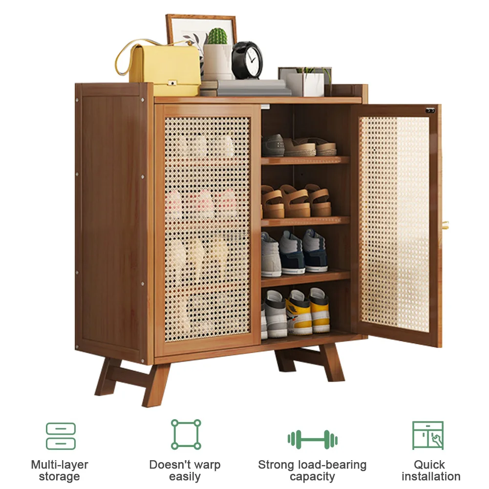 

5/7 Tiers Shoe Storage Cabinet Rack with Doors Free Standing Shoe Rack Wooden Shoe Storage Shelves for Entrance Living Room