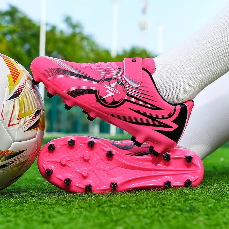 

Professional Football Sneakers for Children Brand Fashion Long Spikes Soccer Cleats Kids Trainers Race Futsal Shoes Size 28-39