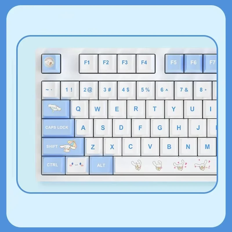 Kawaii Sanrio Cinnamoroll Mechanical Keyboard, Pbt Sublimation Keycaps 87 Keys, Compact Wired Gaming Keyboard for Home Office view 4
