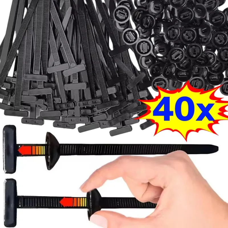 

40/2PCS Nylon Universal Cable Tie Buckle Multipurpose Cable Ties Tool Heavy Duty Self Locking Zip Black Zipties for Car Repair