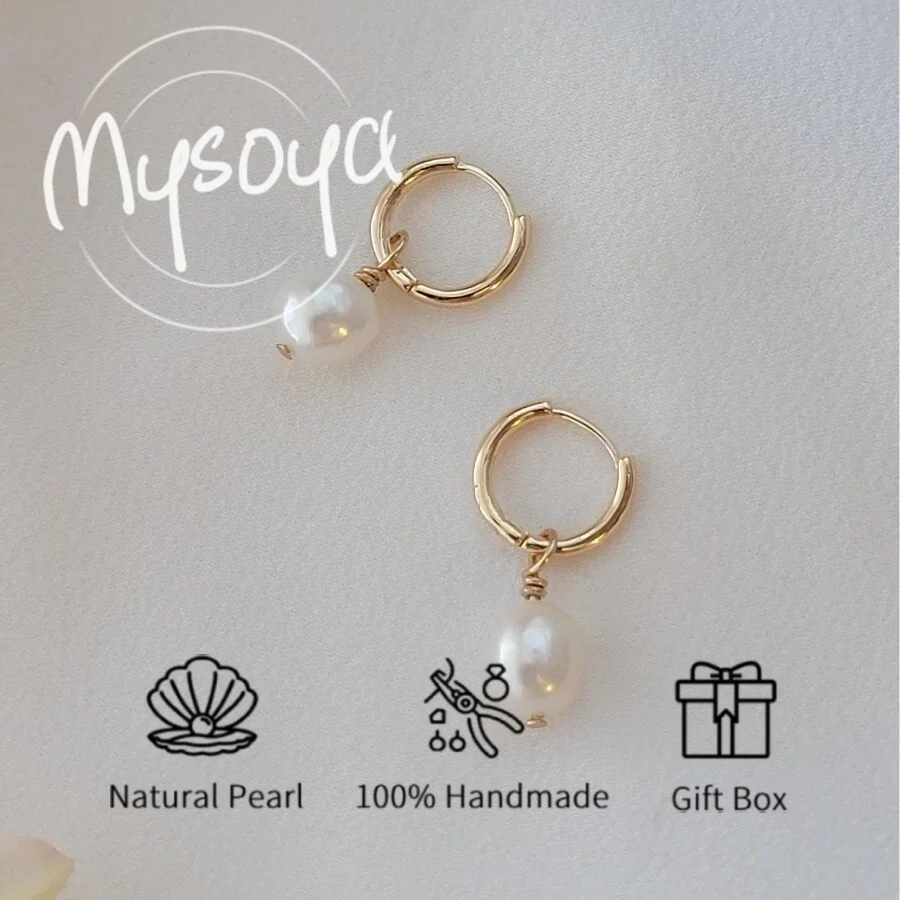 

MYSOYA Natural Freshwater Pearl Earrings 6-7mm Pearls With Gift Box Perfect for Daily Parties Wedding's Gift