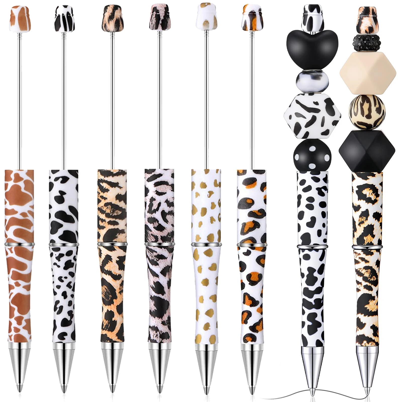 

24pcs Newest Printed Leopard Pattern Ballpoint Pen DIY Beadable Pen Student Pens School Stationery Supplies