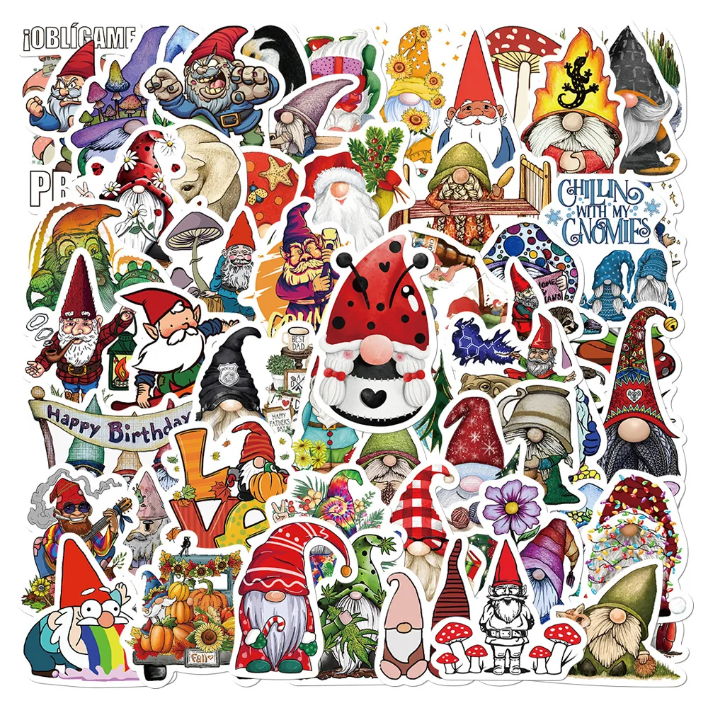 10/60PCS Disney Cute Cartoon Dwarf Gnome Decorations Stickers Decal Kid Toy Laptop Guitar Skateboard Car Kawaii Funny Sticker