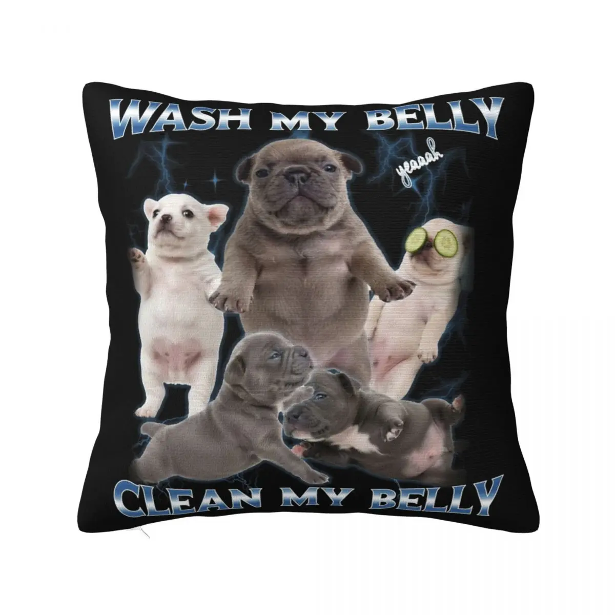 Pibble Dog Wash Clean My Belly Funny Meme Pillowcase Printing Fabric Cushion Cover Decorative Throw Pillow Case Cover Home