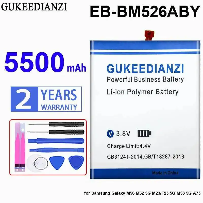 

For Samsung Galaxy M56 M52 5G M23 F23 M53 A73 Mobile Phone Battery 5500Mah Good Low-Temperature Performance EB-BM526ABY