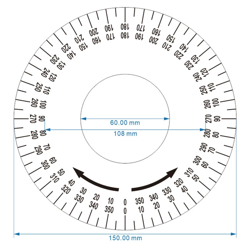 150x60mm Graduated Disc Identification Dial Degree Scale for Machine Tool Measurement Tools