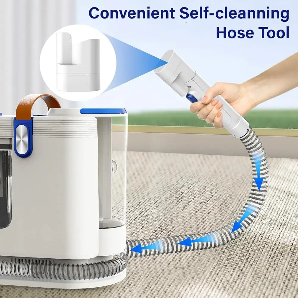 Portable Carpet Cleaner Machine 15Kpa Upholstery Cleaner Dual Tank Self Cleaning 3 Tools 16.4ft Cord Ideal Carpets Sofas Stairs