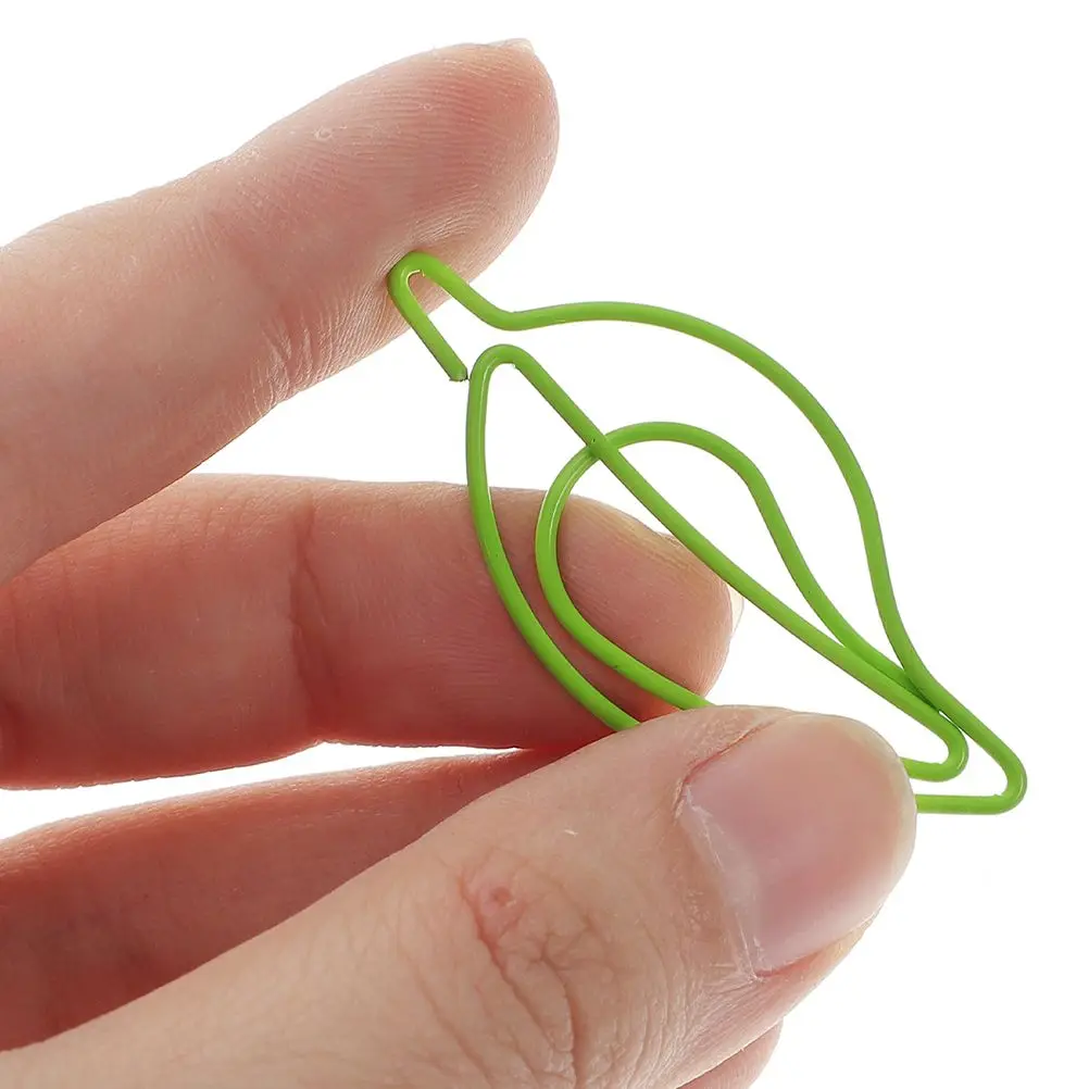 30 Pcs Leaf Shaped Paper Clips Creative Stationery Office Supplies Document Organizer Green Metal Clamps For Paperwork Study