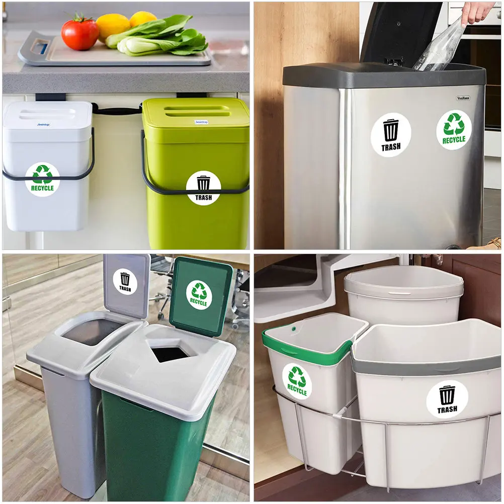 

Stickers Food Waste Bin Labels Desk Trash Can Garbage Sorting Decal PVC Classification Dustbin
