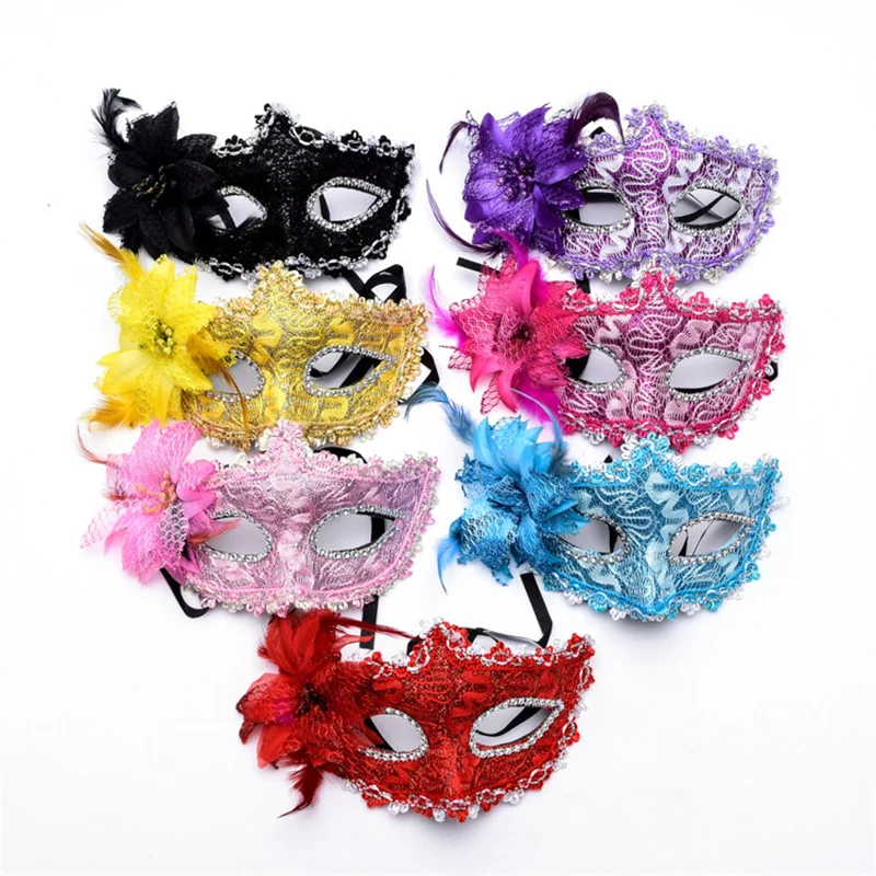 Venetian Mask Halloween Eye Mask Side Flower Rose Lace Sexy Mask Masquerade Party Decoration Dance Carnival Costume Play Props - view 4