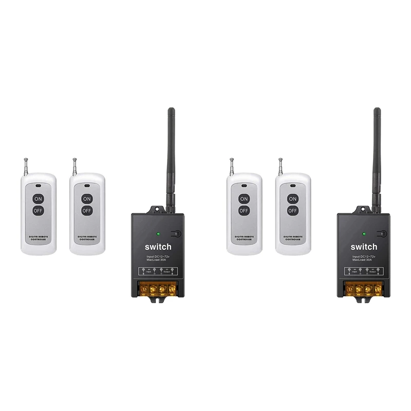 2025 New-2X Remote Control Switch,DC 12V/24V/48V/72V 40A Relay, Wireless RF Switch With 984FT Long Range Remote Switch