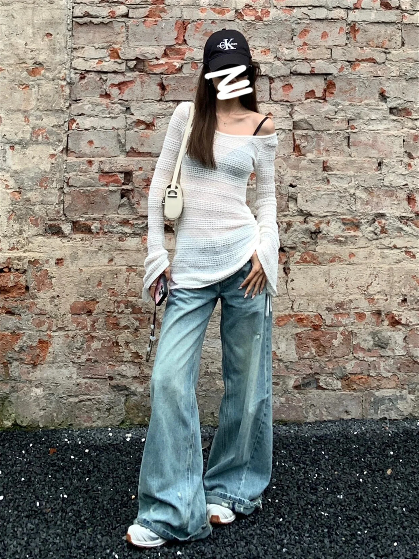 

Low Waist Wide Leg Bell Bottom Jeans Women's Loose Drapey High Rise Extended Floor Length Pants American Street Style